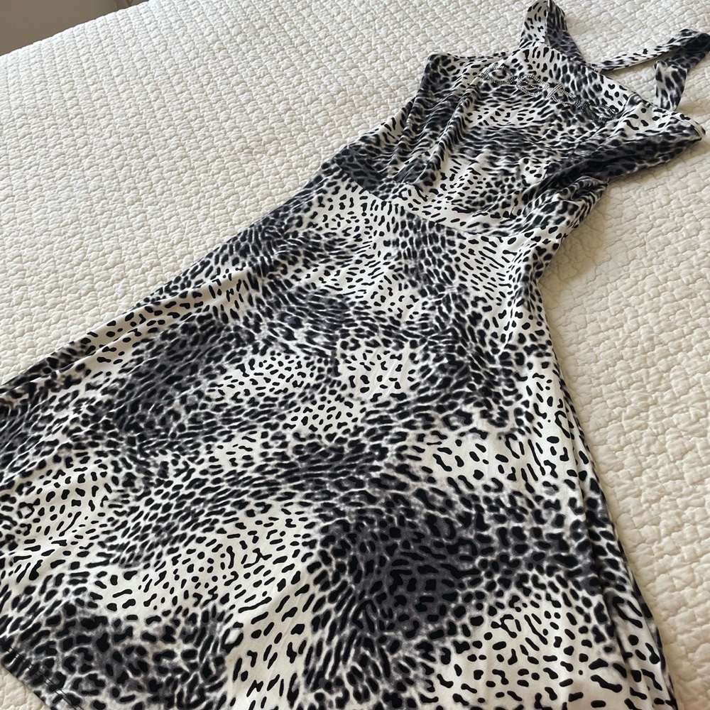 Bebe animal print dress with Bebe in bling on front!